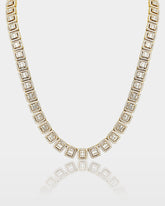 Square Halo Baguette Diamond Tennis Necklace
