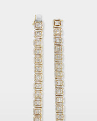 Square Halo Baguette Diamond Tennis Necklace
