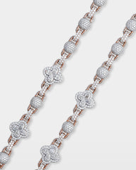 Two Tone Clover & Ball Diamond Link Chain