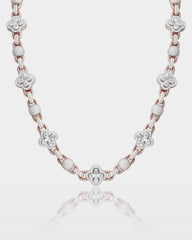 Two Tone Clover & Ball Diamond Link Chain