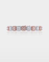 Two-Tone Square Halo Diamond Bracelet