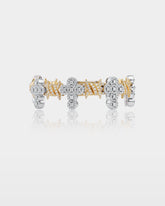 Two-Tone Barbed Wire & Diamond Cross Link Bracelet