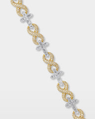 Two-Tone Cross & Infinity Diamond Bracelet