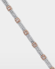 Two-Tone Diamond Halo Link Bracelet