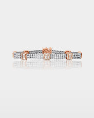 Two-Tone Diamond Halo Link Bracelet