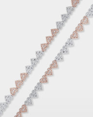 Two Tone Heart Diamond Tennis Necklace