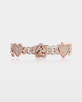 Two Tone Heart, Rose & Butterfly Diamond Bracelet