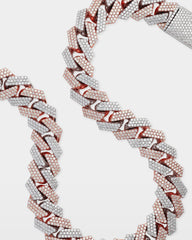 Two Tone Three Row Diamond Cuban Link Chain