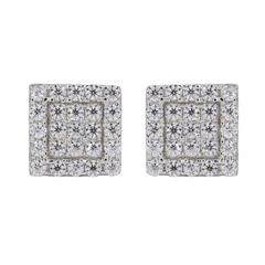 Square In-Step Iced VVS Moissanite Daimond Earrings