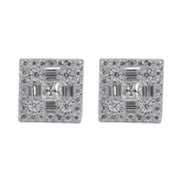 Square Multi Stone Iced VVS Moissanite Daimond Earrings