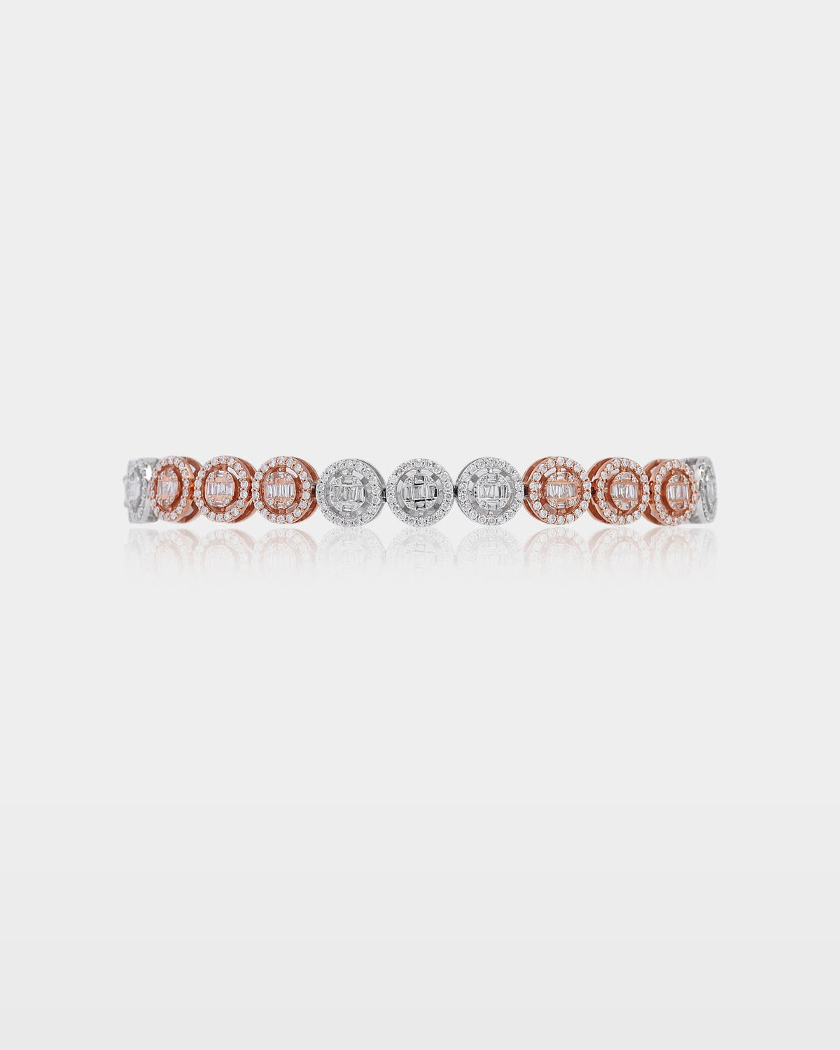 Two-Tone Circle Cluster Diamond Link Bracelet