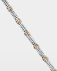 Two-Tone Diamond Halo Link Bracelet