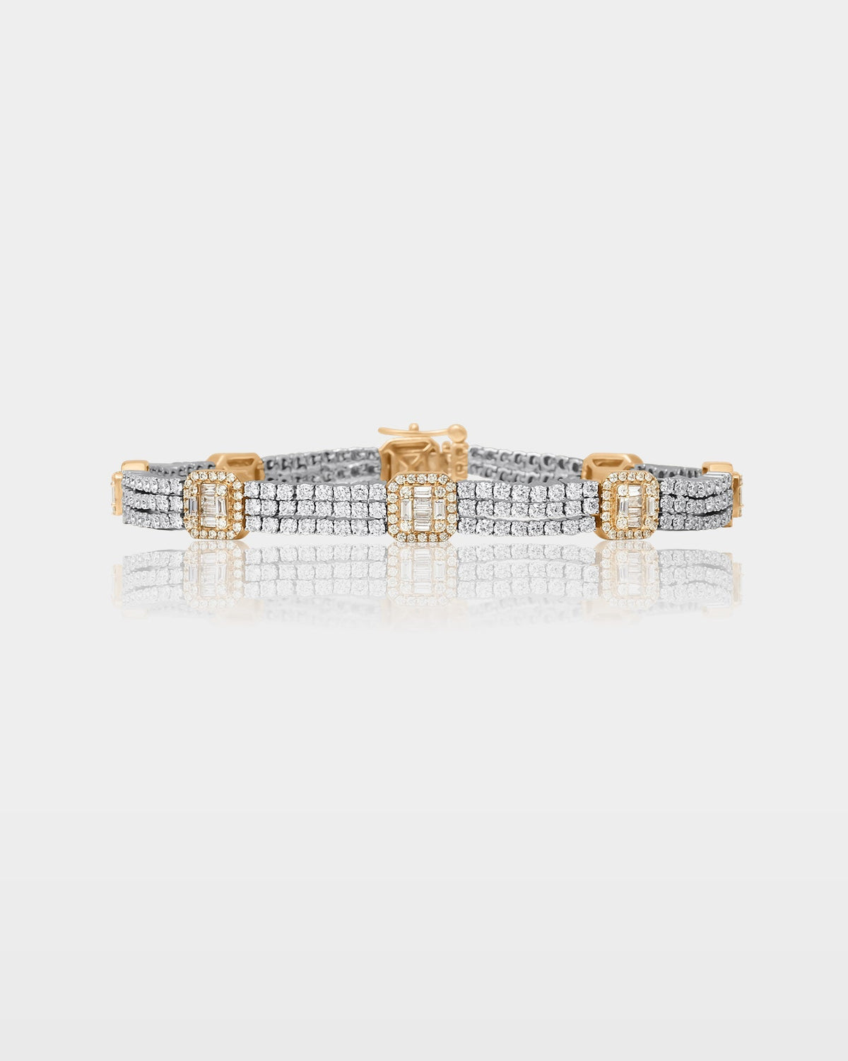 Two-Tone Diamond Halo Link Bracelet