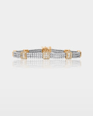 Two-Tone Diamond Halo Link Bracelet