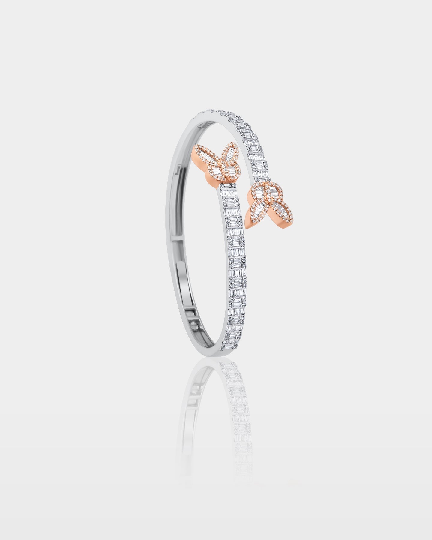Two-Tone Double Butterly Diamond Bangle