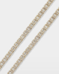 Square Halo Baguette Diamond Tennis Necklace