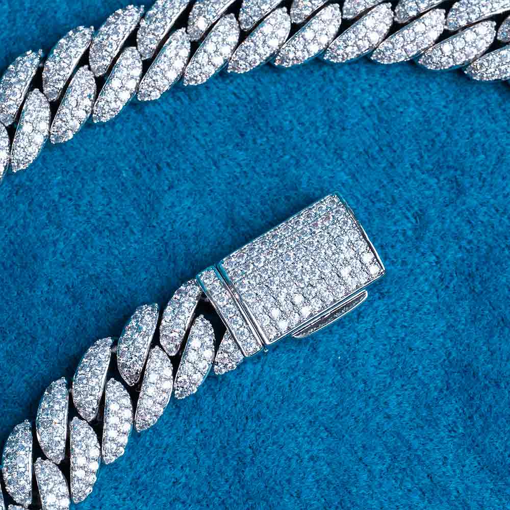 10MM Moissanite Prong Miami Cuban Link Chain 14K Gold