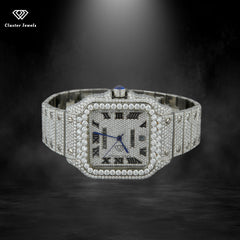 Moissanite Diamond Watch For Men Fully Iced Out Bust Down Stainless Steel Watch
