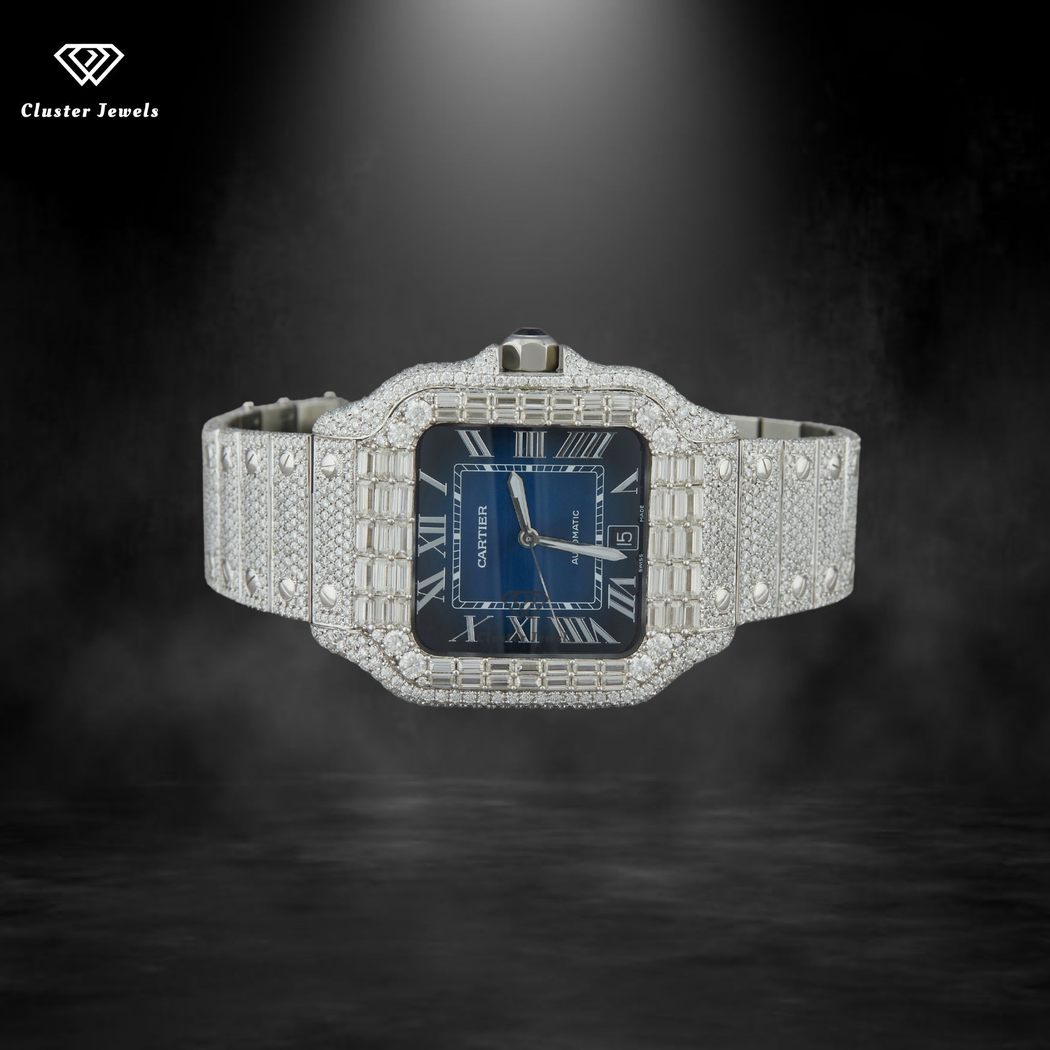 Moissanite Watch For Men Iced Out Stainless Steel Automatic Watch