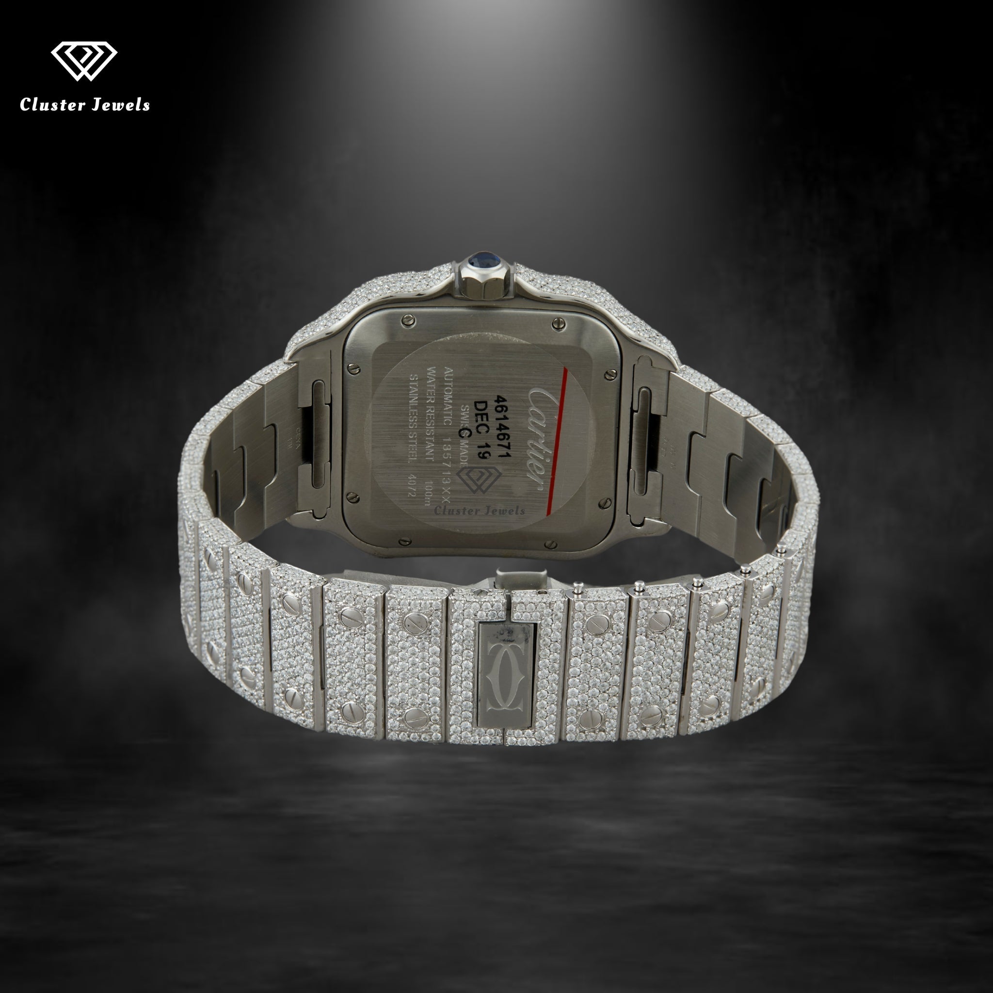 Moissanite Watch For Men Iced Out Stainless Steel Automatic Watch