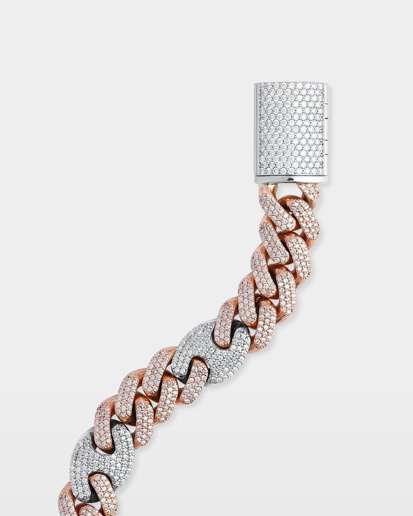 Two-Tone Iced Mariner Cuban Link Bracelet