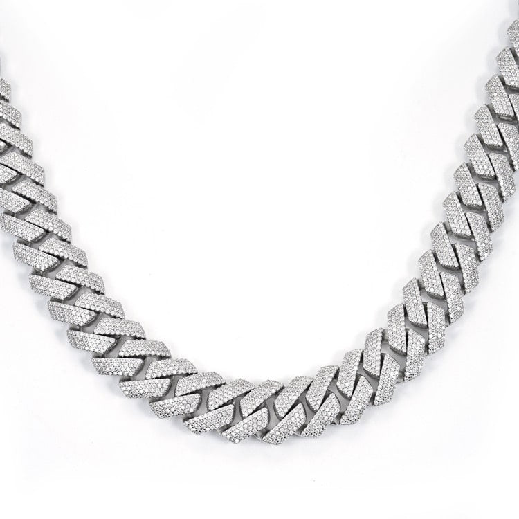 4-Row 15MM Moissanite Cuban Link Chain 14K Gold