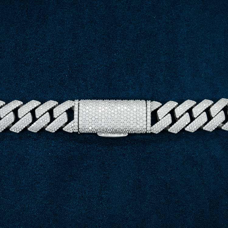 4-Row 15MM Moissanite Cuban Link Chain 14K Gold