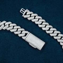 4-Row 15MM Moissanite Cuban Link Chain 14K Gold