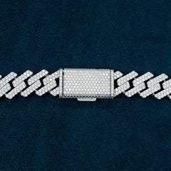 2-Row 15MM Moissanite Cuban Link Chain 14K Gold
