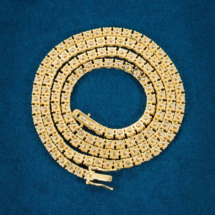 4MM Moissanite Tennis Chain 14K Gold