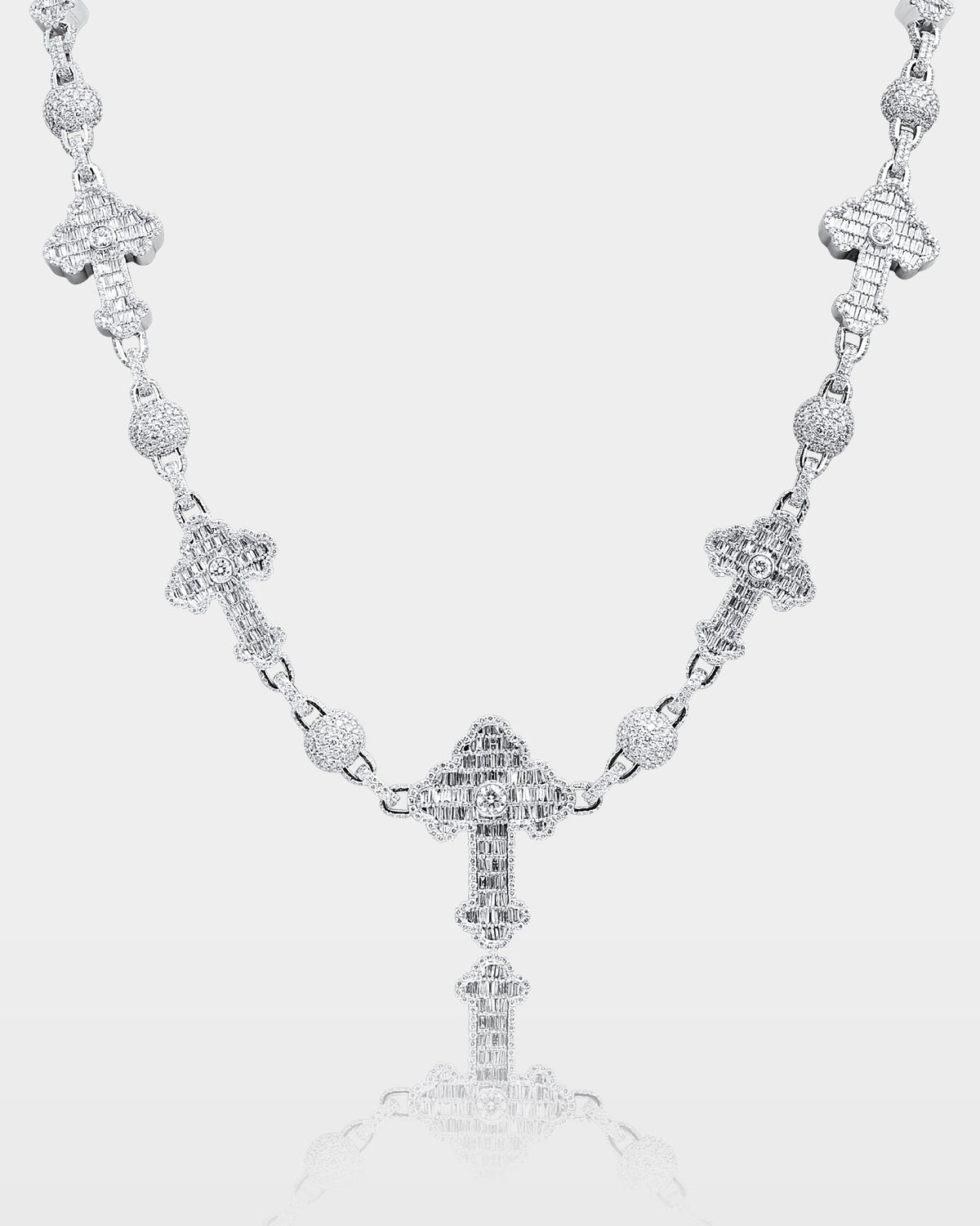 Cross & Ball Diamond Link Chain