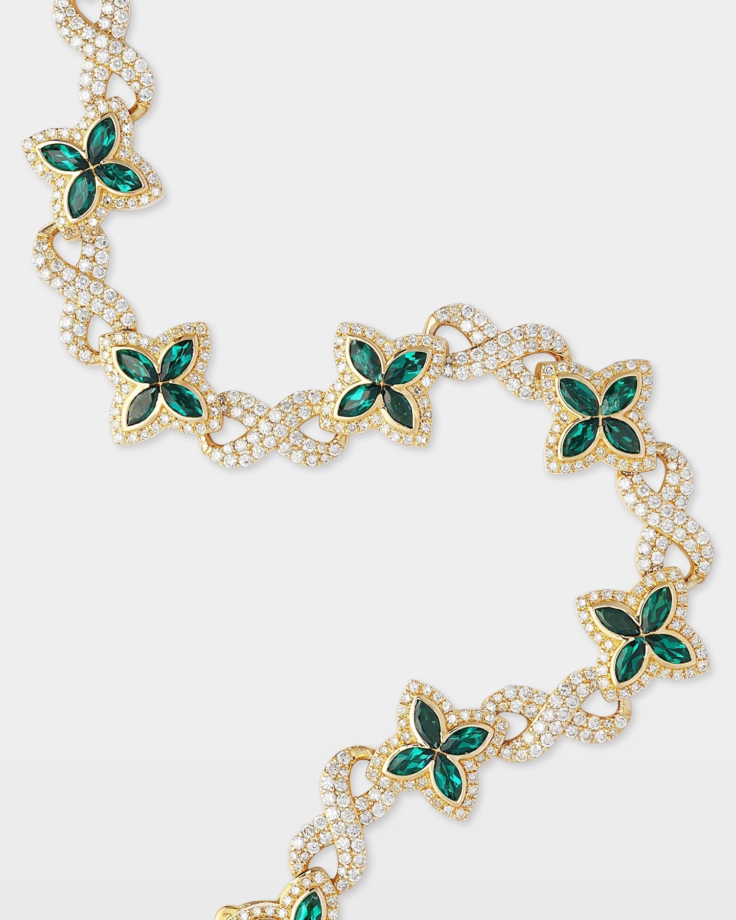 Emerald Clover & Infinity Diamond Link Bracelet