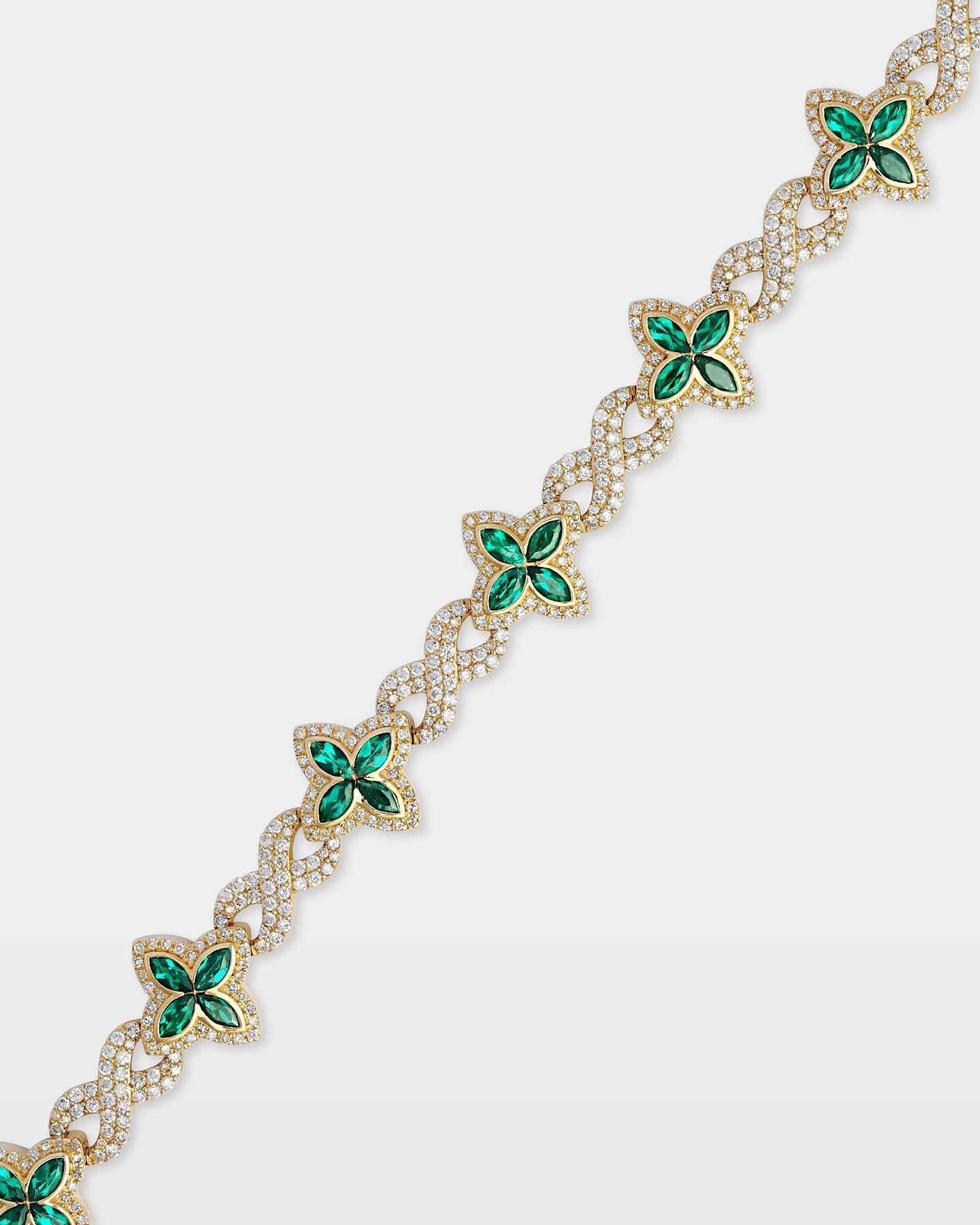 Emerald Clover & Infinity Diamond Link Bracelet