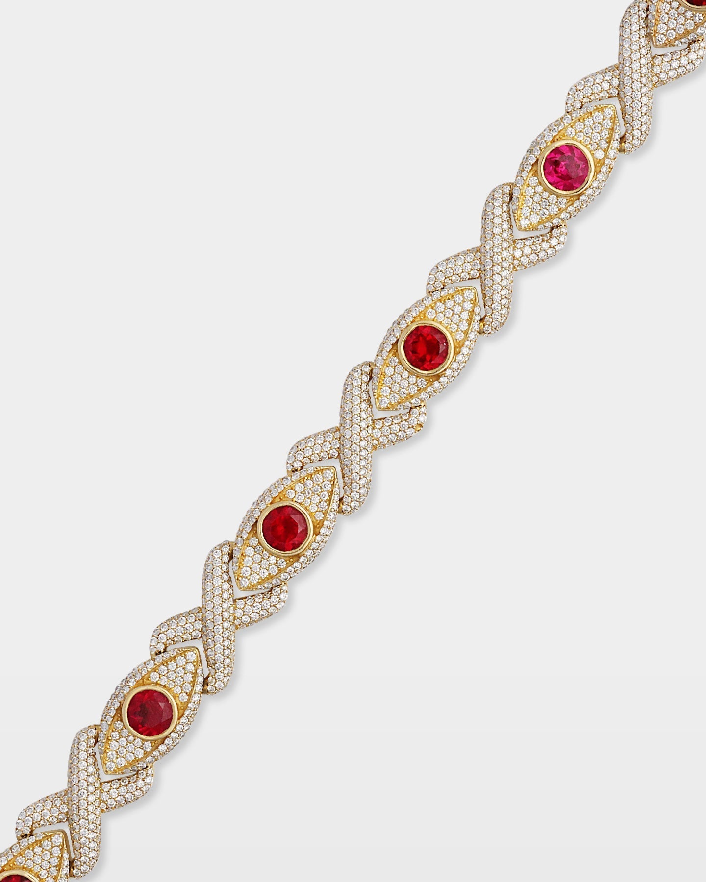 Red Ruby Eye & Infinity Diamond Bracelet