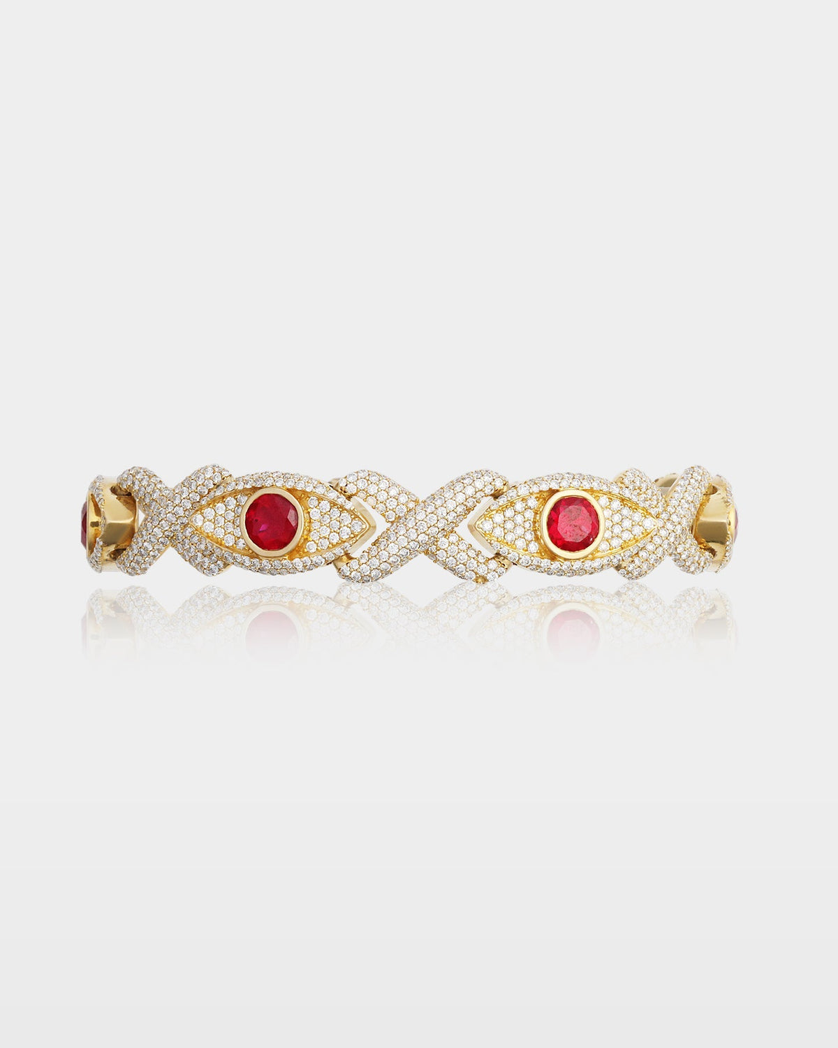 Red Ruby Eye & Infinity Diamond Bracelet