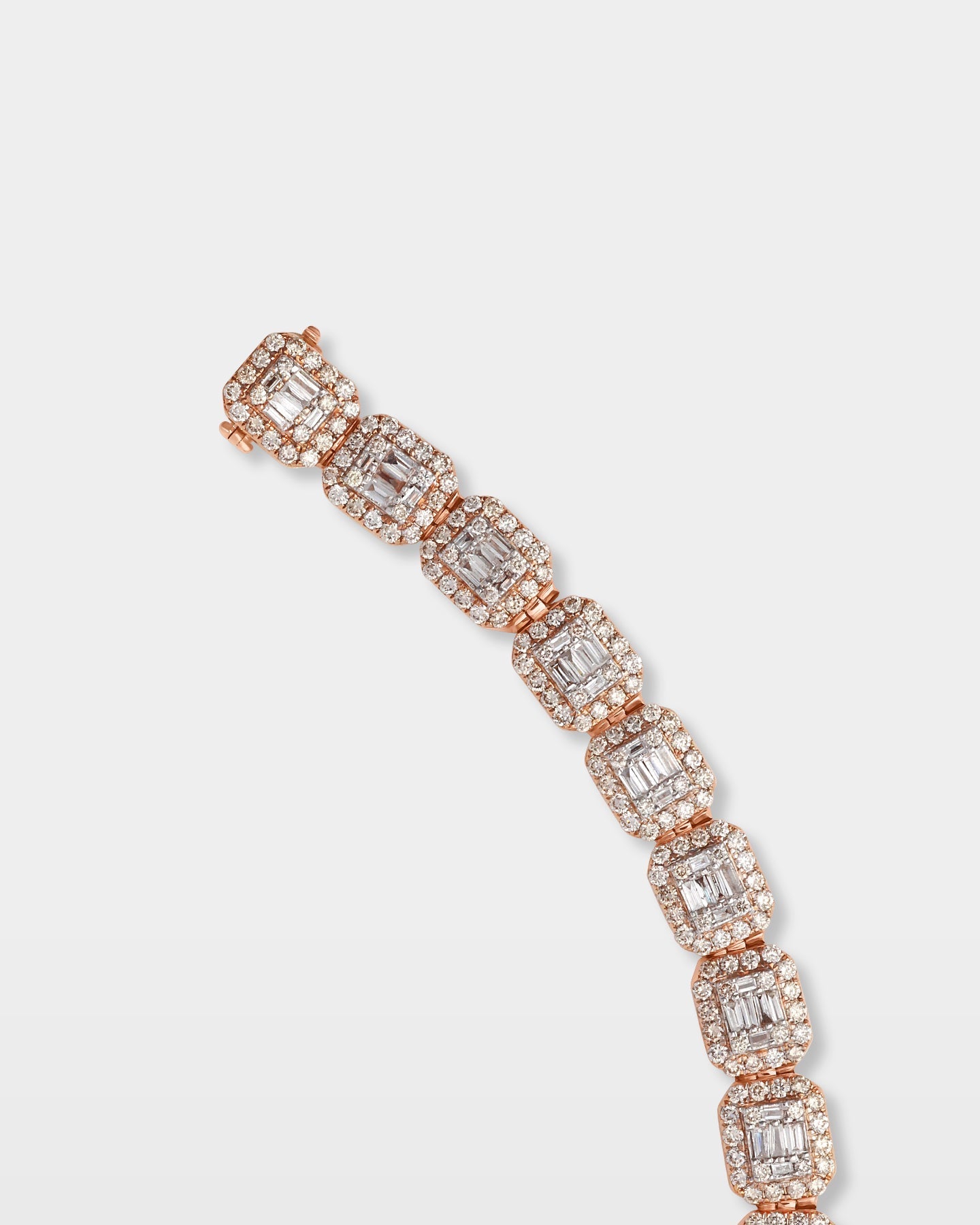 Round & Baguette Diamond Link Bracelet
