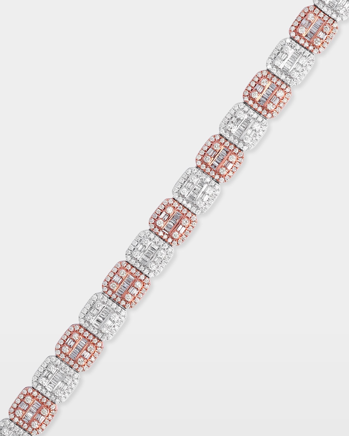Two-Tone Square Halo Diamond Bracelet