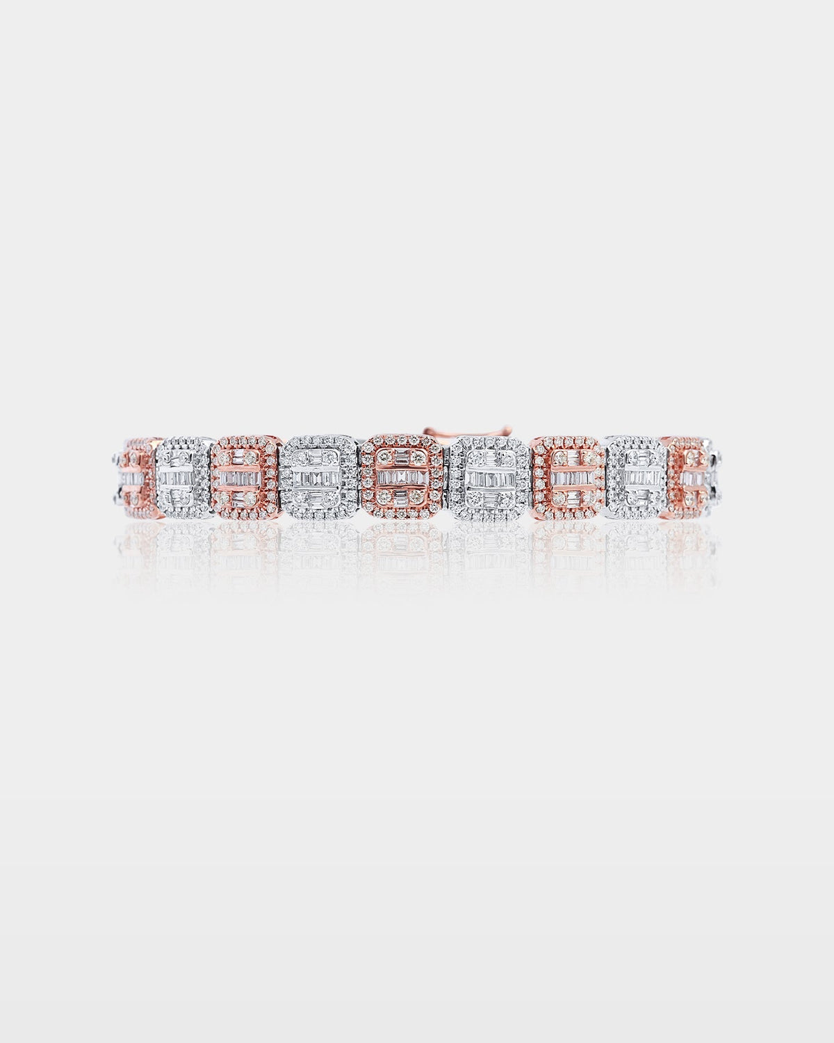 Two-Tone Square Halo Diamond Bracelet