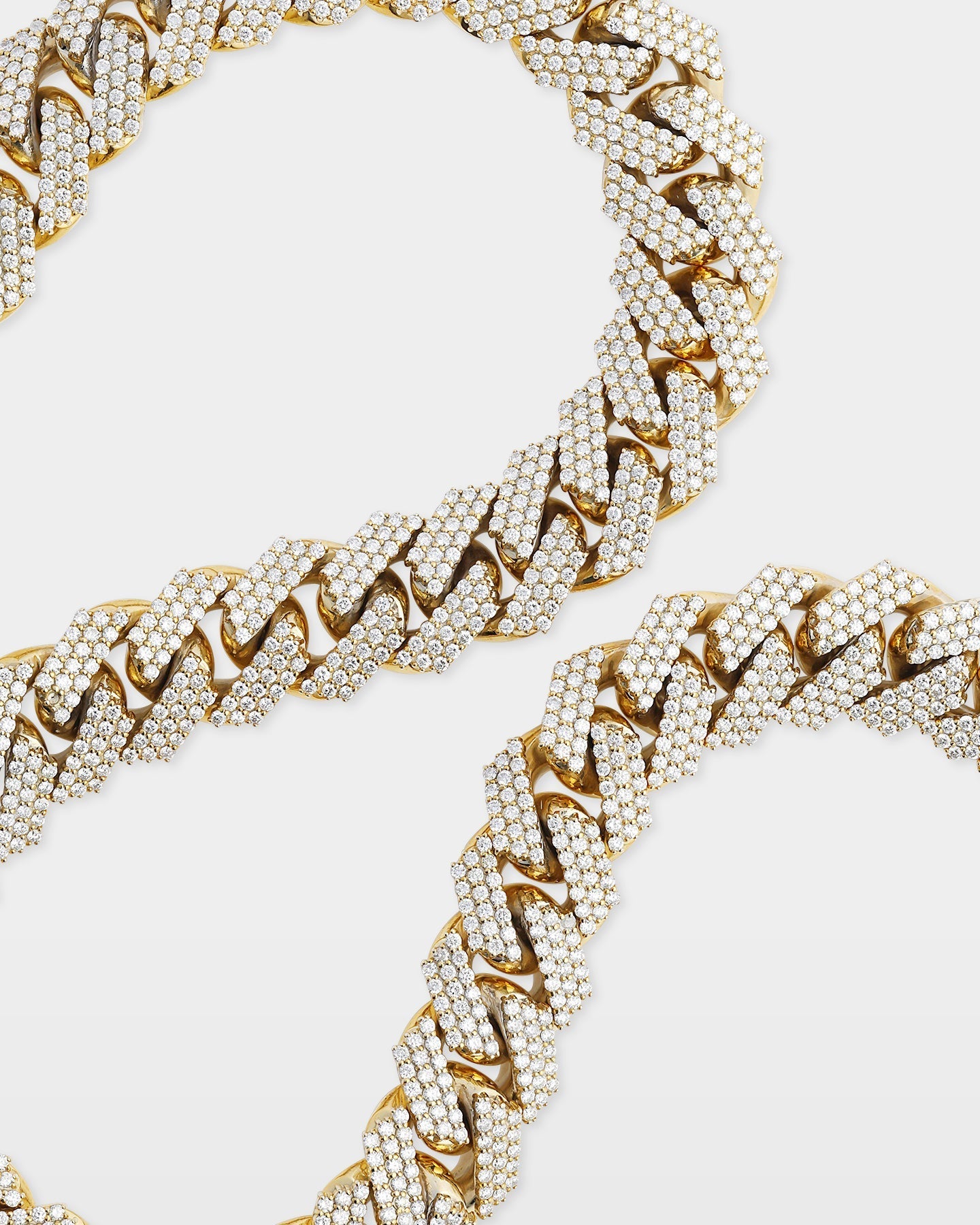 Three Row Diamond Cuban Link Chain