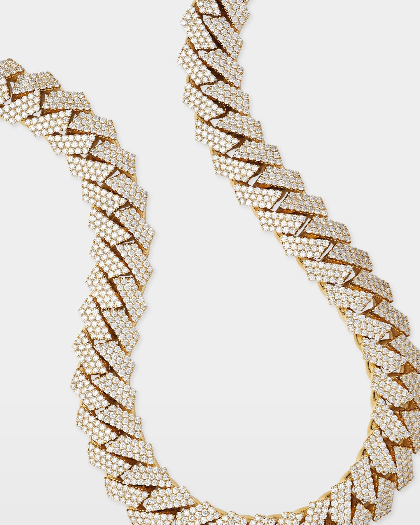 Three Row Diamond Cuban Link Chain