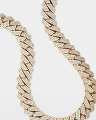 Three Row Diamond Cuban Link Chain