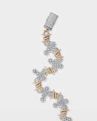 Two-Tone Barbed Wire & Diamond Cross Link Bracelet