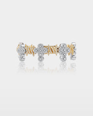Two-Tone Barbed Wire & Diamond Cross Link Bracelet