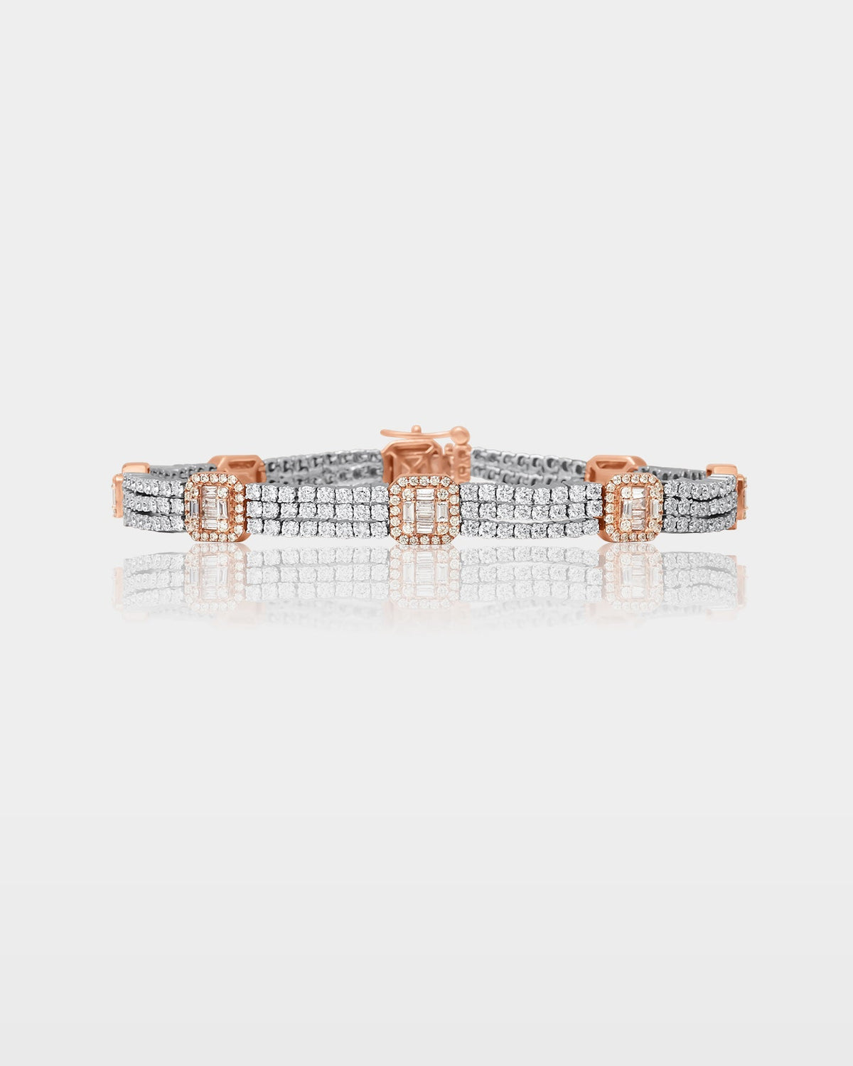 Two-Tone Diamond Halo Link Bracelet