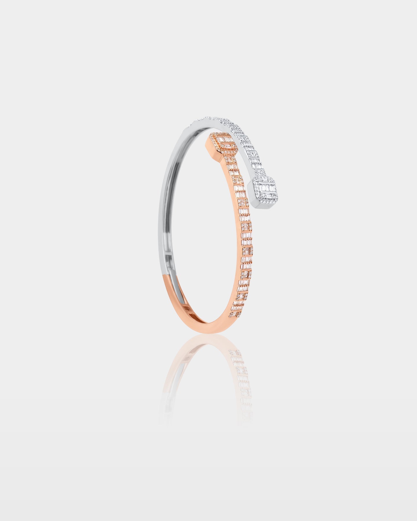 Two-Tone Double Square Diamond Bangle