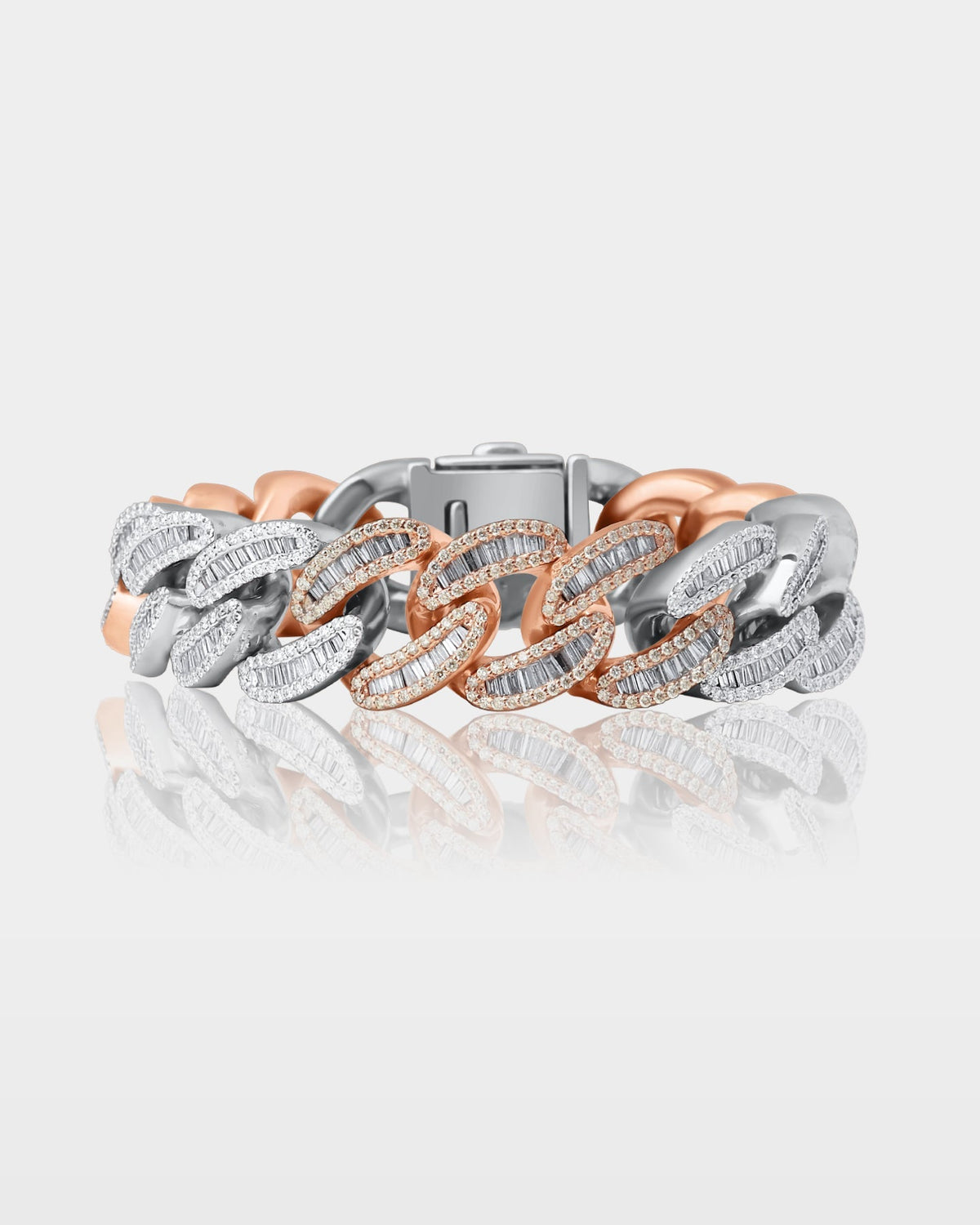 Two-Tone Chunky Diamond Cuban Link Bracelet