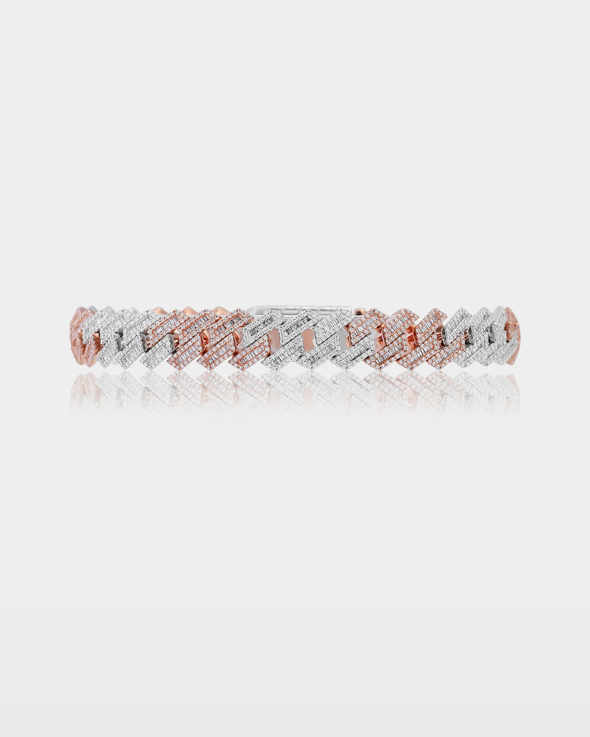 Two-Tone Miami Cuban Link Diamond Bracelet Small