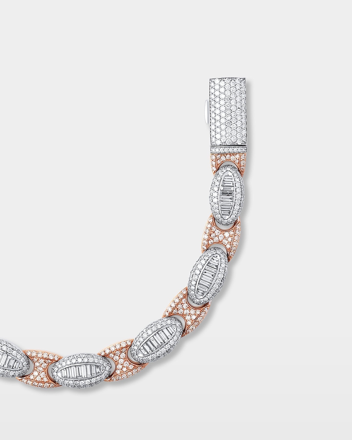 Two-Tone Oval Diamond Link Bracelet