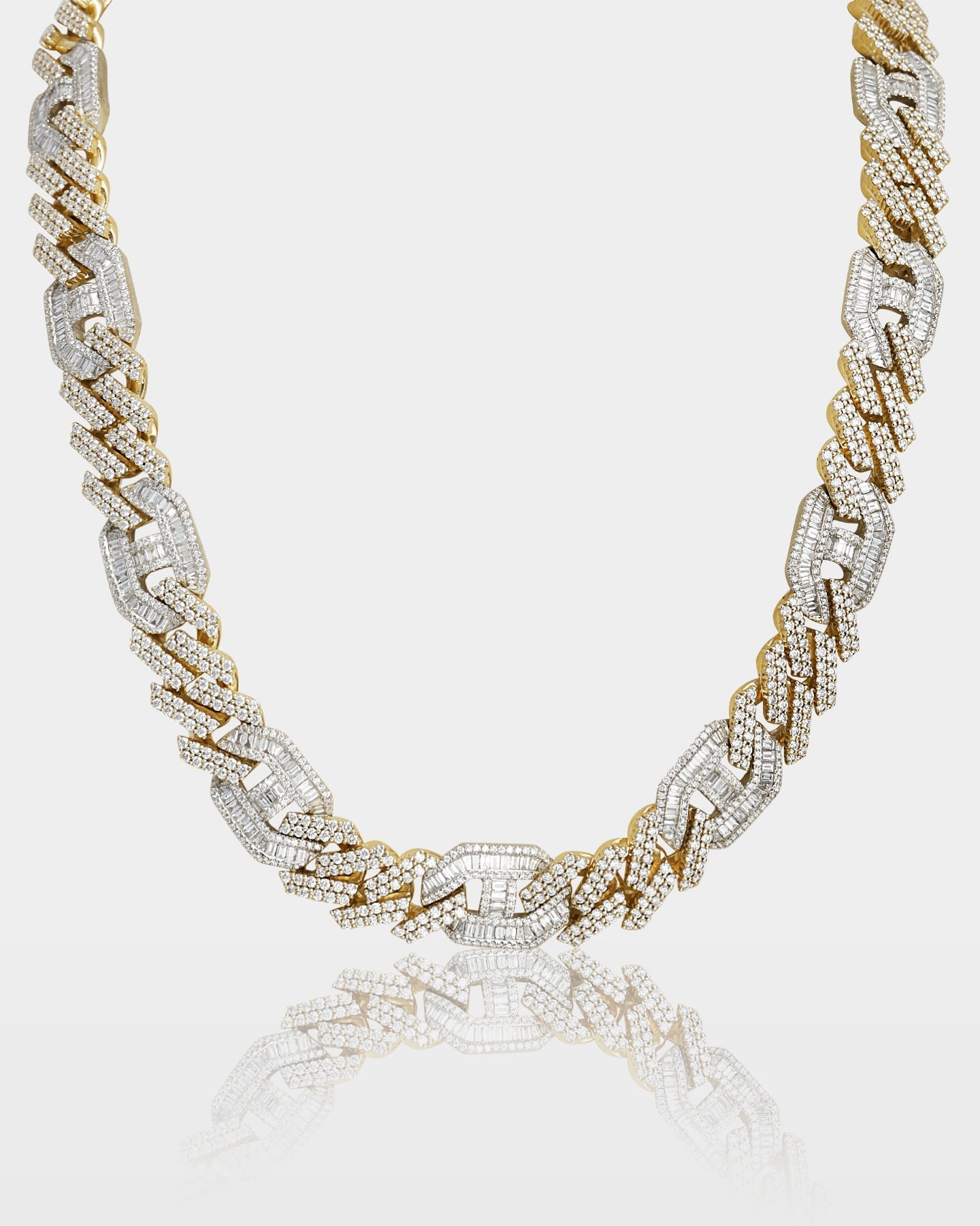 Two Tone Cuban Gucci Link Diamond Necklace