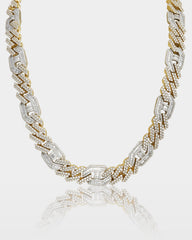 Two Tone Cuban Gucci Link Diamond Necklace